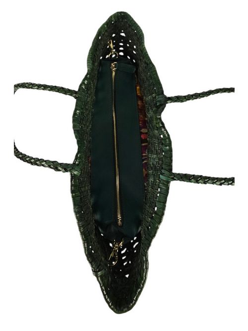 shopping donna in pelle traforata verde Vetra Studio | JESSIE-WOVENV05